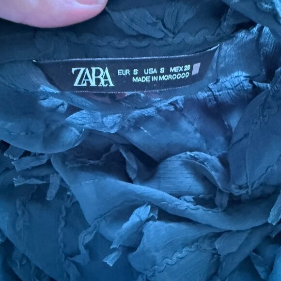 ARA Green Olive FRINGED SHIRT Semi-sheer Collared Long Sleeve Size Small - Picture 8 of 10